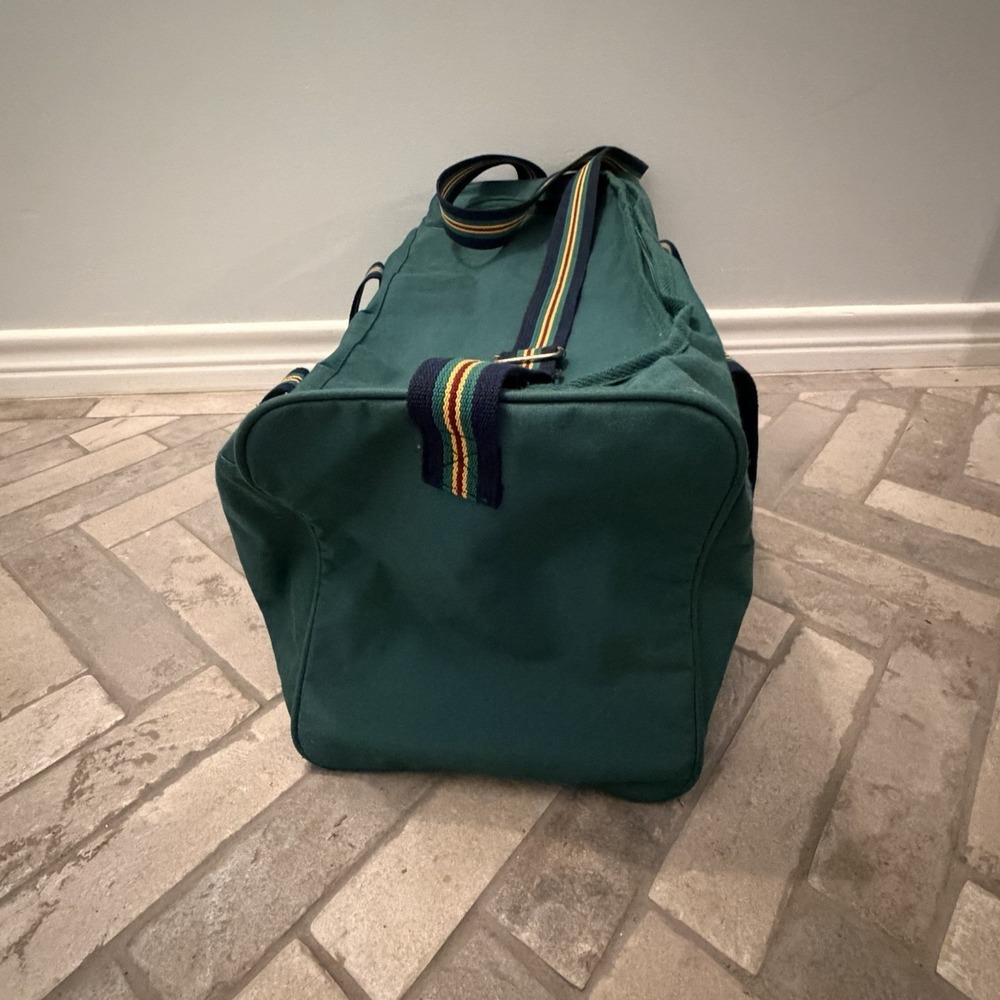 90s Ralph Lauren Polo Uni Green Canvas Weekender Carry On Gym Duffle Bag - Picture 2 of 10